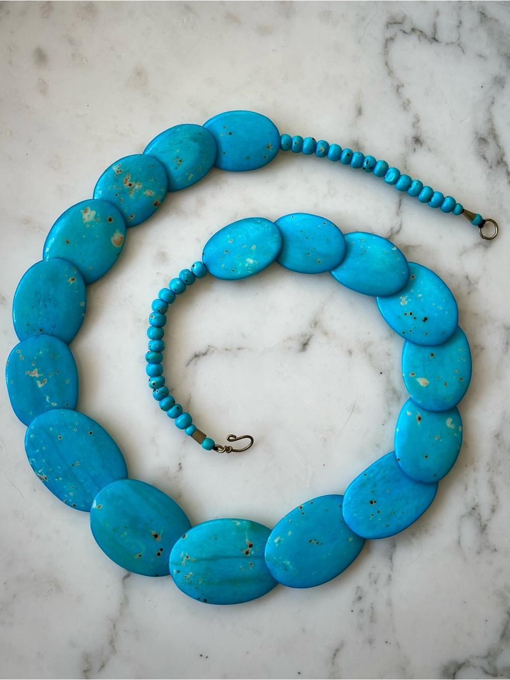 Turquoise faux stone necklace 24”